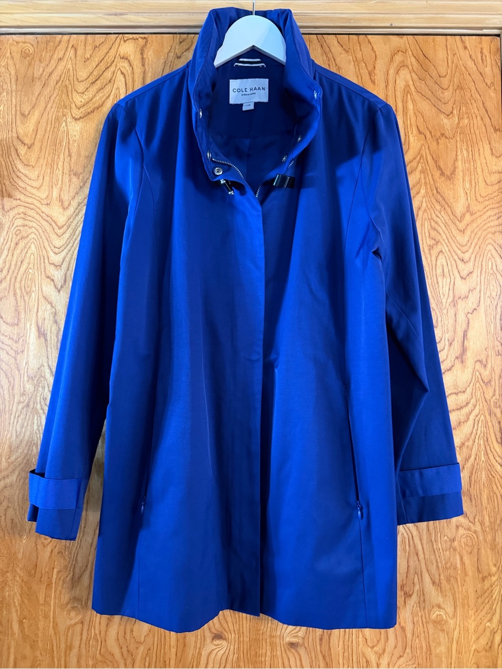 Cole Haan Hooded Cobalt Blue Trench Coat